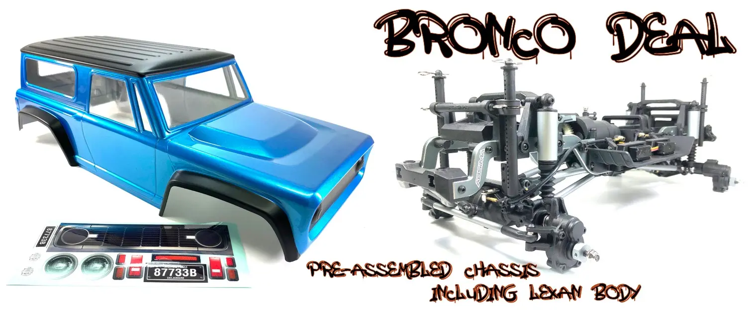 1:10 EP Crawler CR3.4 Pre-assembled Chassis incl. Body "Bronco Style" Blue – RC Crawlers
