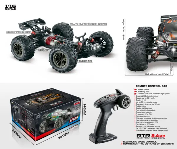 1:16 4WD High Speed Truggy RACER 2,4GHz Black/Orange – RC Buggies