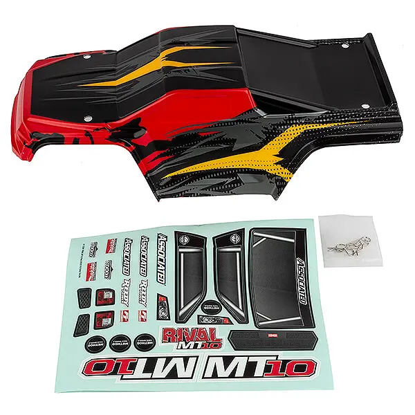 Team Associated Rival Mt10 V2 Painted Bodyshell Red/Yellow – Team Associated Parts