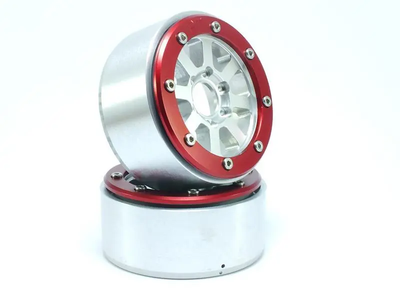 RC Crawler wheels Beadlock Wheels HAMMER Silver/Red 1.9 (2) w/o Hub – RC Wheels & Tyres