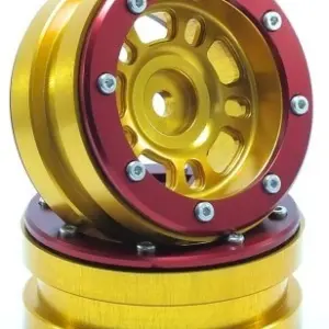 RC Crawler wheels Beadlock Wheels PT- Distractor Gold/Red 1.9 (2 pcs) – RC Wheels & Tyres