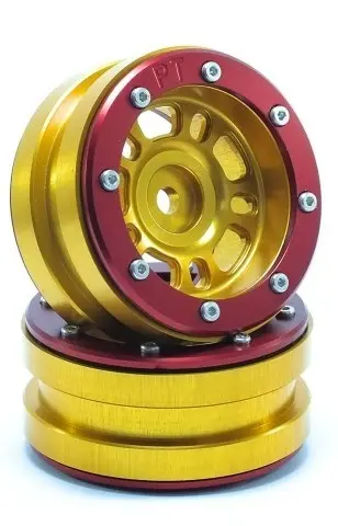 RC Crawler wheels Beadlock Wheels PT- Distractor Gold/Red 1.9 (2 pcs) – RC Wheels & Tyres