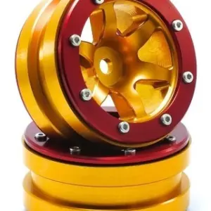 RC Crawler wheels Beadlock Wheels PT- Wave Gold/Red 1.9 (2 pcs) – RC Wheels & Tyres