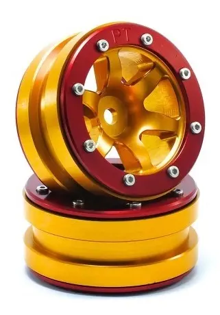 RC Crawler wheels Beadlock Wheels PT- Wave Gold/Red 1.9 (2 pcs) – RC Wheels & Tyres