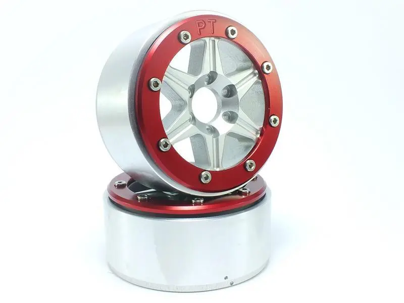 RC Crawler wheels Beadlock Wheels SIXSTAR Silver/Red 1.9 (2) w/o Hub – RC Wheels & Tyres