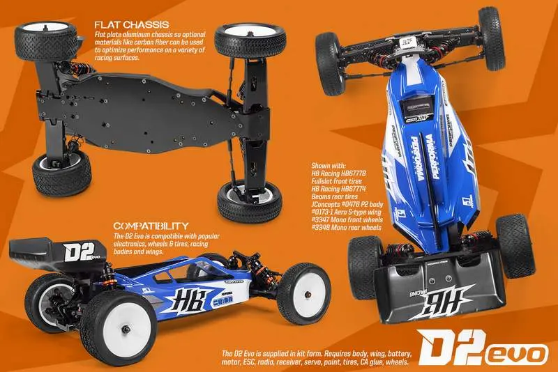 HB Racing D2 Evo 1/10 Competition Electric Buggy 2WD – RC Buggies