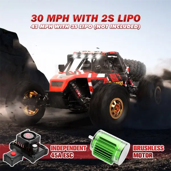 Rlaarlo AM-D12 1/12 RTR Brushless RC Desert Truck , Max 45MPH Fast RC Car (gold/yellow) – RC Buggies