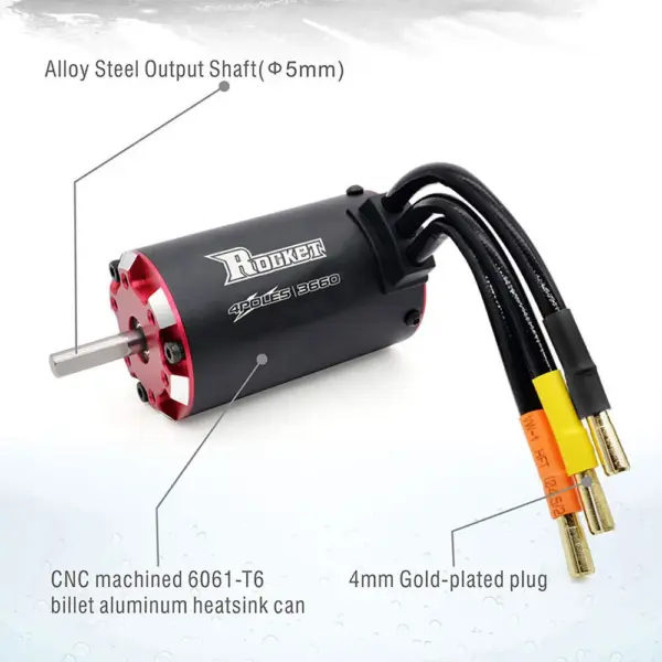 Rocket V2 supersonic 3660 4 poles & built -in Temperature sensor& sensor port shaft 3.175mm 3600kv – RC Motors