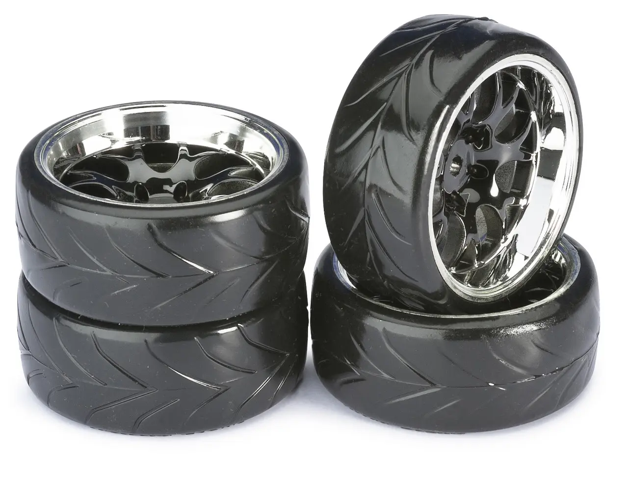 Wheel Set Drift LP " Comb / Profile A" black/chrome 1:10 (4 pcs) – RC Wheels & Tyres