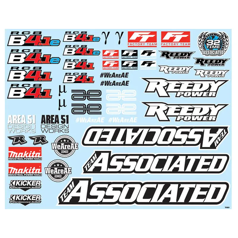 Team Associated rc8b4.1/e Decal Sheet – Team Associated Parts