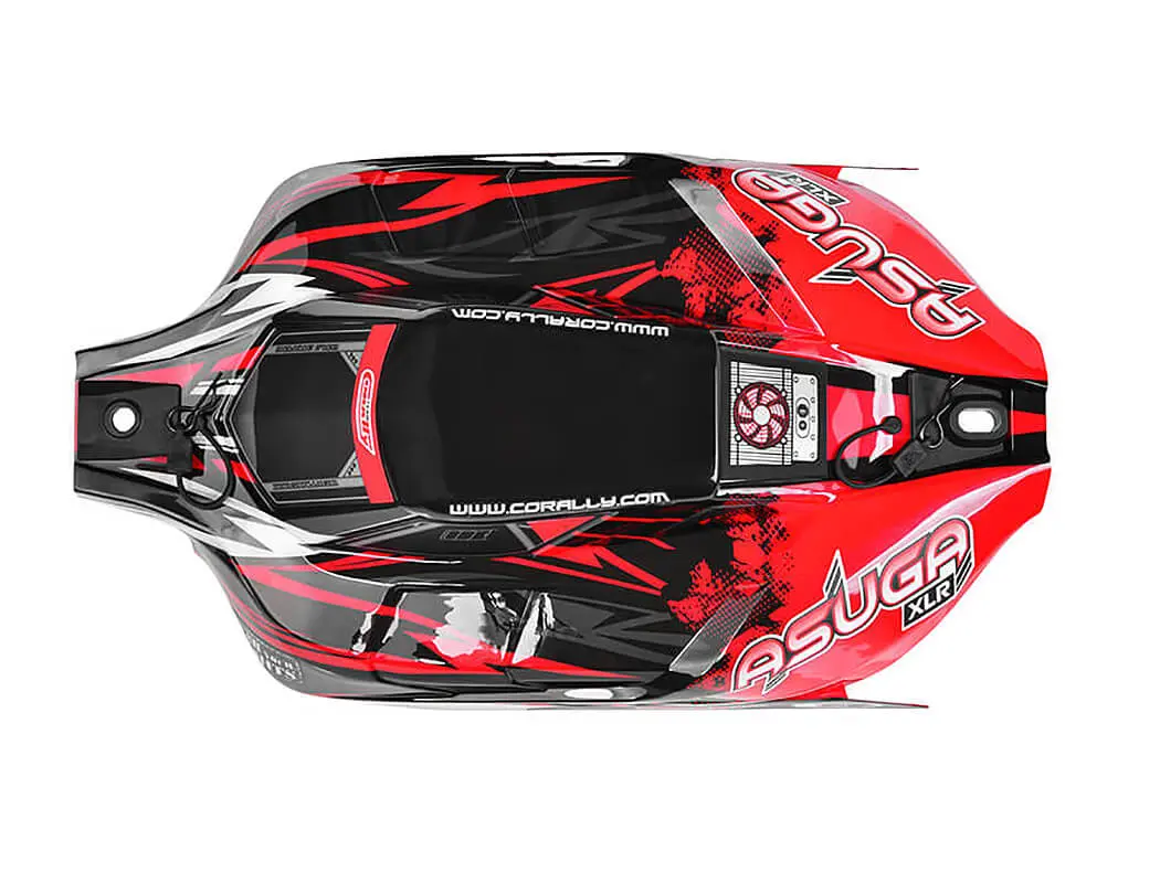 Corally Polycarbonate Body Asuga XLR Painted Red Cut 1 Pc – RC Cars