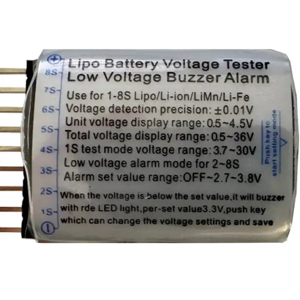 Etronix 1-8s Lipo Battery Voltage Meter W/Alarm – view 2