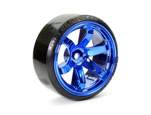 Fastrax 1/10 Street/Drift Tyre 6-Spoke Wheel (6mm Offset) - Blue Chrome – view 2