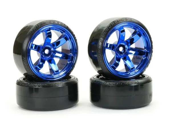 Fastrax 1/10 Street/Drift Tyre 6-Spoke Wheel (6mm Offset) - Blue Chrome – view 3