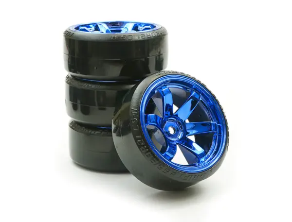Fastrax 1/10 Street/Drift Tyre 6-Spoke Wheel (6mm Offset) - Blue Chrome – view 4
