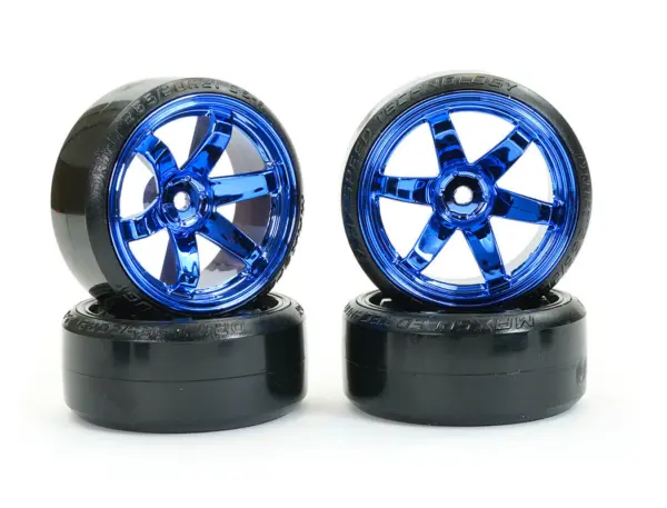Fastrax 1/10 Street/Drift Tyre 6-Spoke Wheel (6mm Offset) - Blue Chrome – view 5