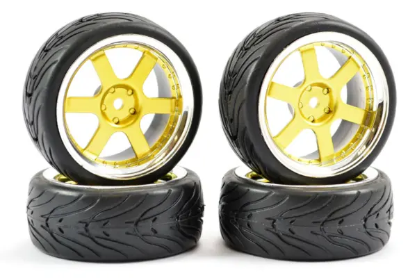Fastrax 1/10 Street/Tread Tyre 6-Spoke Gold/Chrome Wheel – view 2