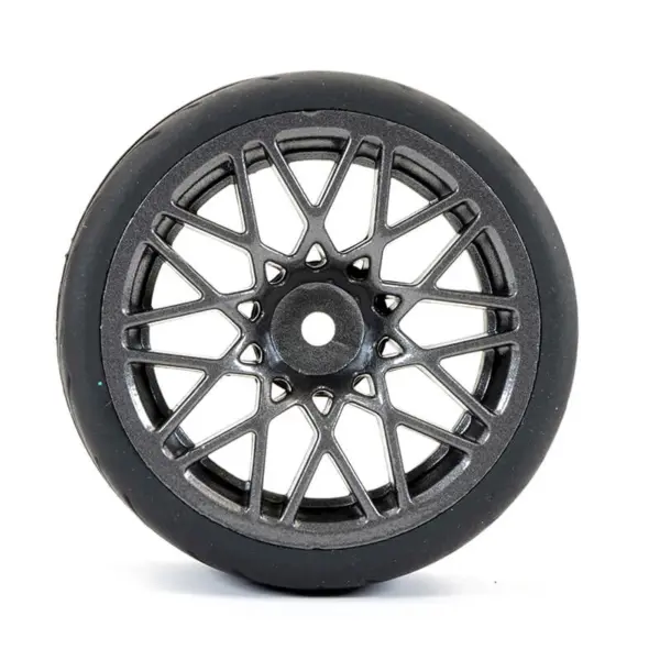 Fastrax 1/10 Street/Tread Tyre Star Spoke Gun Metal Wheel Complete Set of 4