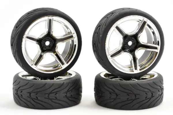Fastrax 1/10 Street/Tread Tyre 5sp Black/Chrome Wheel – view 2