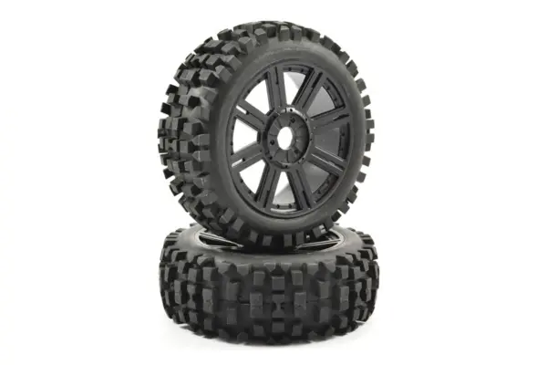 Fastrax 1/8 Rock Block Mounted on 8-Spoke Black (Pr) – view 2