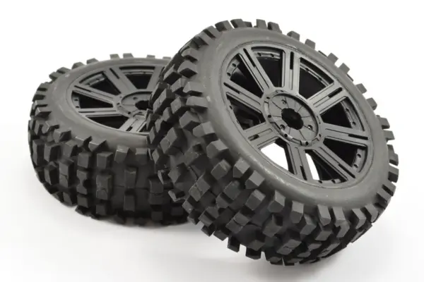 Fastrax 1/8 Rock Block Mounted on 8-Spoke Black (Pr) – view 3