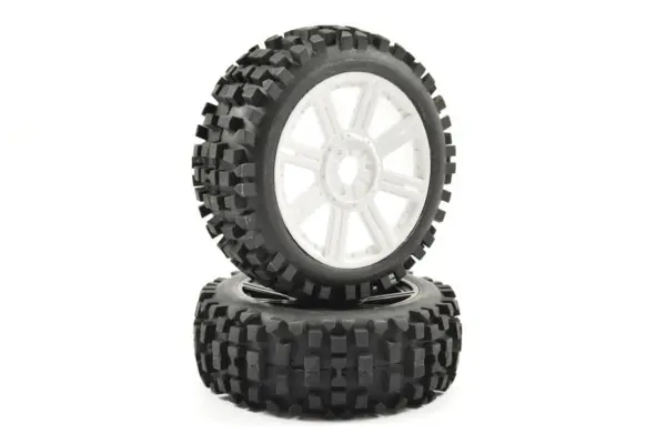 Fastrax 1/8 Rock Block Mounted on 8-Spoke White (Pr) – view 2