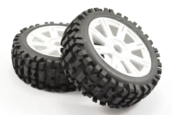 Fastrax 1/8 Rock Block Mounted on 8-Spoke White (Pr) – view 3