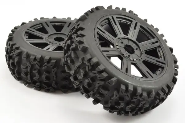 Fastrax 1/8 Maze Block Mounted on 8-Spoke Black (Pr) – view 2
