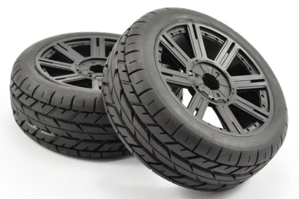 Fastrax 1/8 Eagle Tread Mounted on 8-Spoke Black (Pr) – view 2