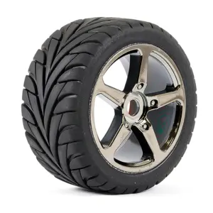 Fastrax 1/8 Truggy Eagle MTD 5-Spoke Bk Chrome 0 Offset(pr)