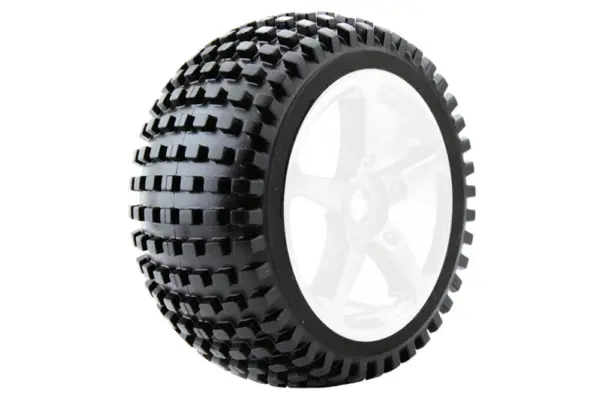 Fastrax 1/8 Truggy Rock MTD on 5-Spoke White 0 Offset(pr) – view 2