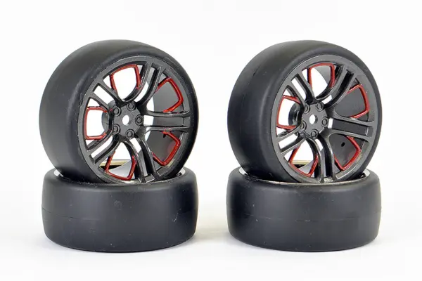 Fastrax 1/10 (4) Drift D1 Tyre W/3mm 10-Spoke Wheel- Graphite – view 2