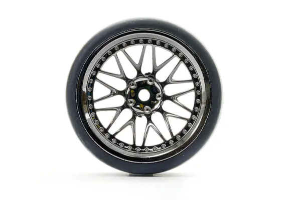 Fastrax 1/10 (4) Drift D1 Tyre W/9mm 20-Spoke Wheel - Black Chrome – view 3