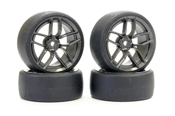 Fastrax 1/10 (4) Drift D1 Tyre W/3mm 10-Spoke Wheel- Graphite – view 2