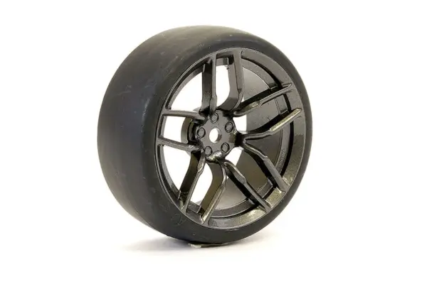 Fastrax 1/10 (4) Drift D1 Tyre W/3mm 10-Spoke Wheel- Graphite – view 4