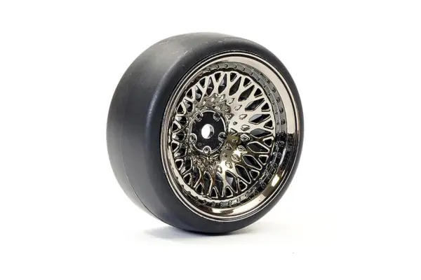 Fastrax 1/10 (4) Drift D1 Tyre W/9mm Classic Wheels - Black Chrome – view 2