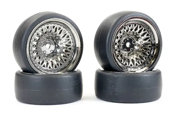 Fastrax 1/10 (4) Drift D1 Tyre W/9mm Classic Wheels - Black Chrome – view 3