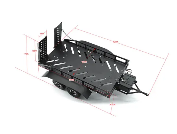 Fastrax Dual-Axle Trailer W/Ramps & Leds (Med 1/12-1/18) - Black – view 7