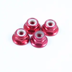 Fastrax M4 Red Flanged Locknuts 4pcs