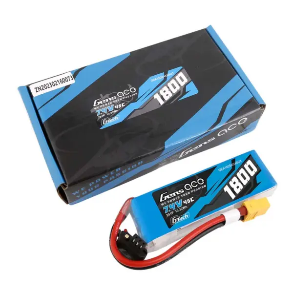 Gensace Soaring LiPo 2S 7.4V-1800-45C(XT60) 90x30x17mm 111g G-Tech – view 2