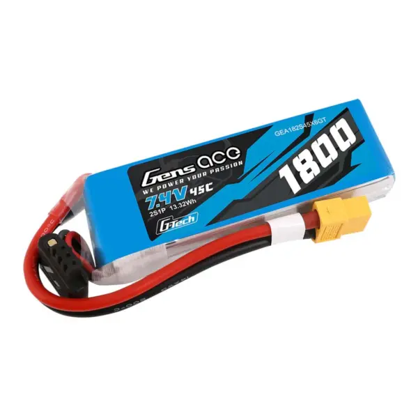 Gensace Soaring LiPo 2S 7.4V-1800-45C(XT60) 90x30x17mm 111g G-Tech – view 3