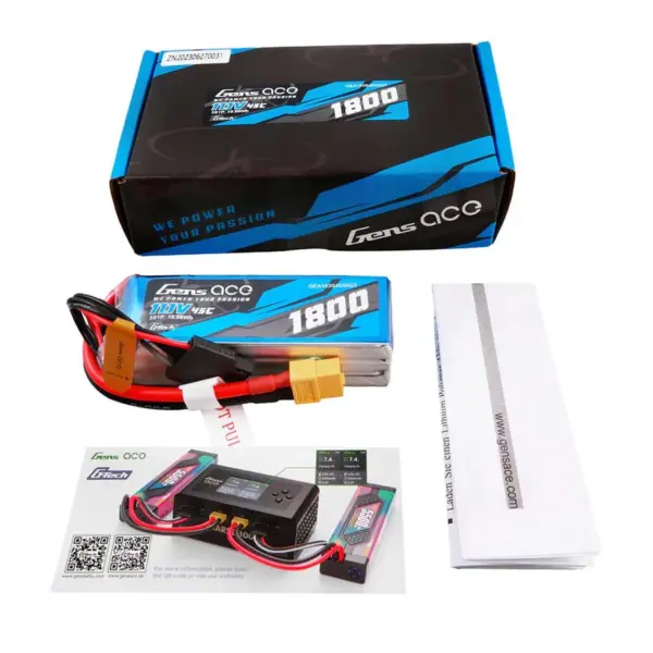 Gensace Soaring Lipo 3s 11.1v-1800-45c(xt60) 92x31x25mm 153g G-Tech – view 2