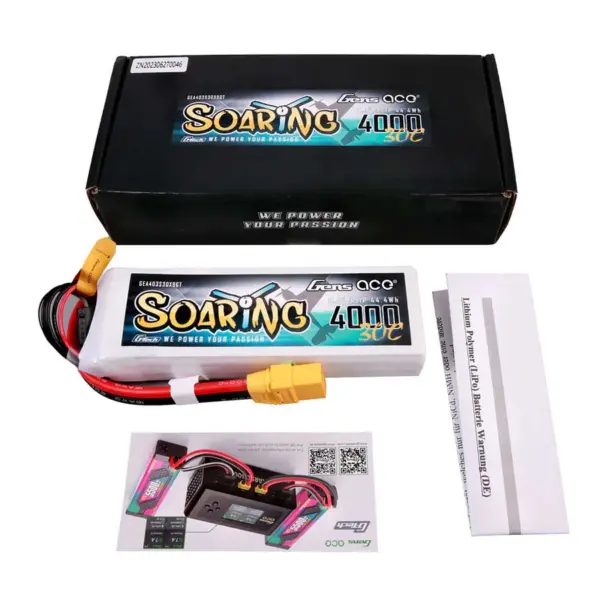 Gensace Soaring Lipo 3s 11.1v-4000-30c(xt90) 136x42.5x22.5mm 290g Gt – view 3