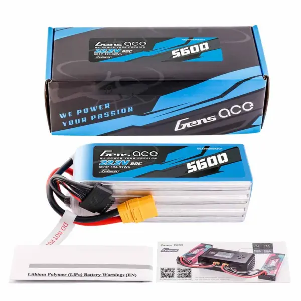 Gensace LiPo 6S 22.2V-5600-80C (XT90) 149x50.5x52mm 865g GT – view 5