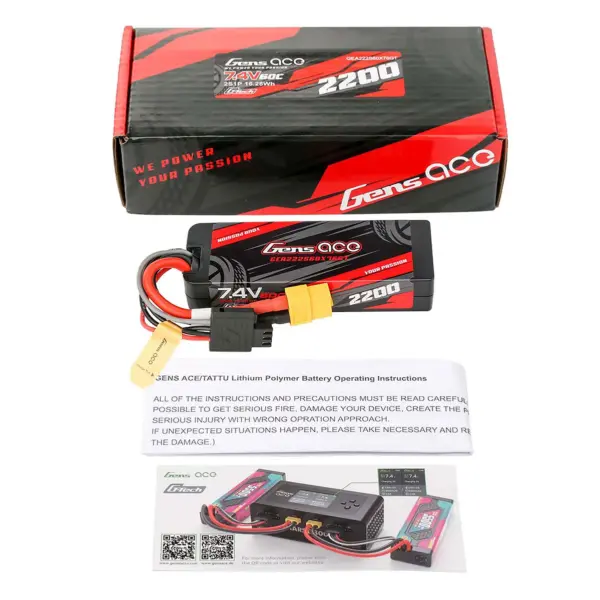 Gensace G-Tech Hard 2s 7.4v-2200-60c 92.8x31.8x17.6mm 109g (Xt60) – view 3