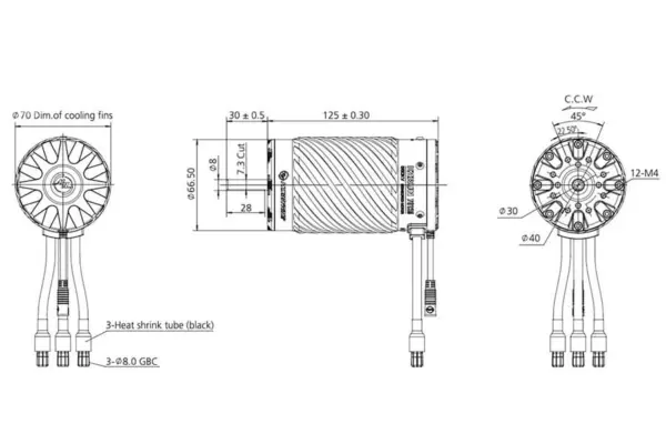 Hobbywing Ezrun 70125sd 560kv V1 Motor (Black) – view 5