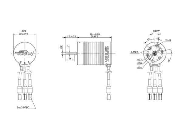 Hobbywing Quicrun 2435-4500kv G3 Motor 1/16 & 1/18 (2.0MM Shaft) – view 5