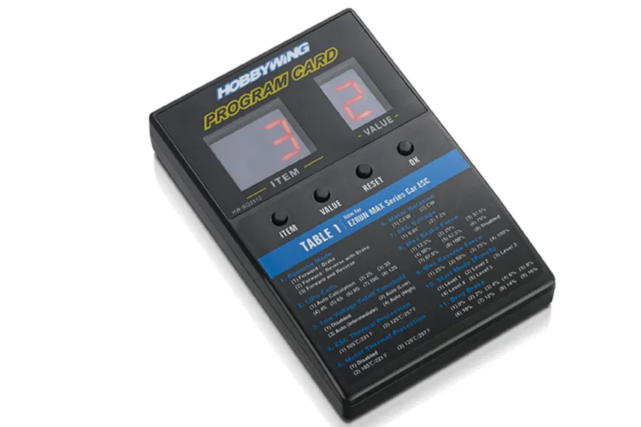 Hobbywing Led Program Card - General – RC Motor & ESC combo
