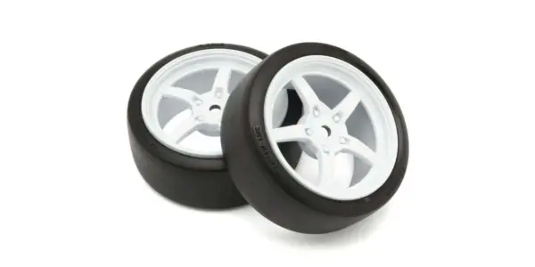 Pre-Glued Tyres Fz02 5-Spoke White1:10 Fazer 2.0 (2) Rally