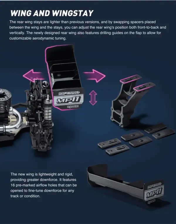 Kyosho Inferno MP11 1:8 4WD RC Nitro Buggy Kit - Bundle wheels, engine & servo package – RC Nitro Car – view 25